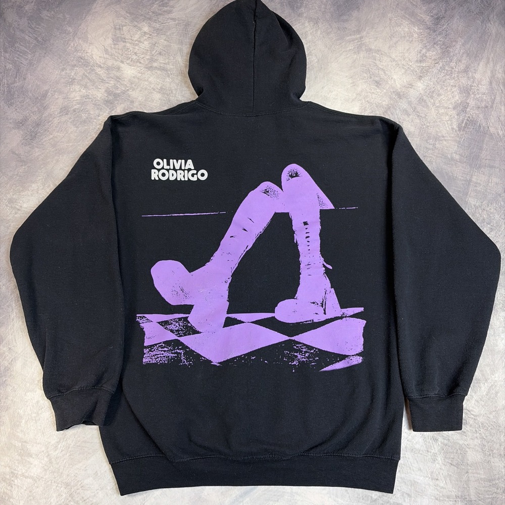 Olivia Rodrigo Zip Up Hoodie Unisex Large Black GUTS Tour Graphic Sweatshirt